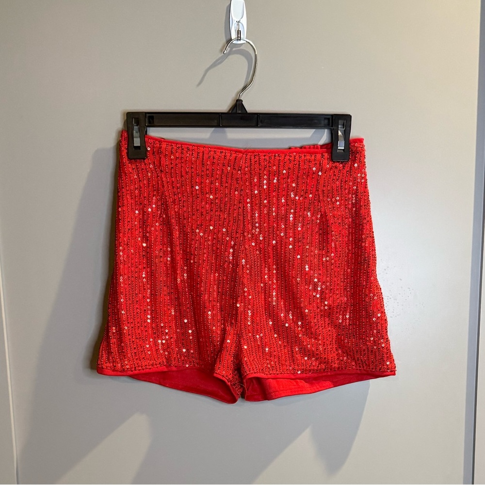 Red Sequin Women's Shorts